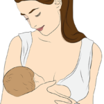 kreuzwiegegriff zum Schaukelstuhl stillen Mutter mit ihr Baby
